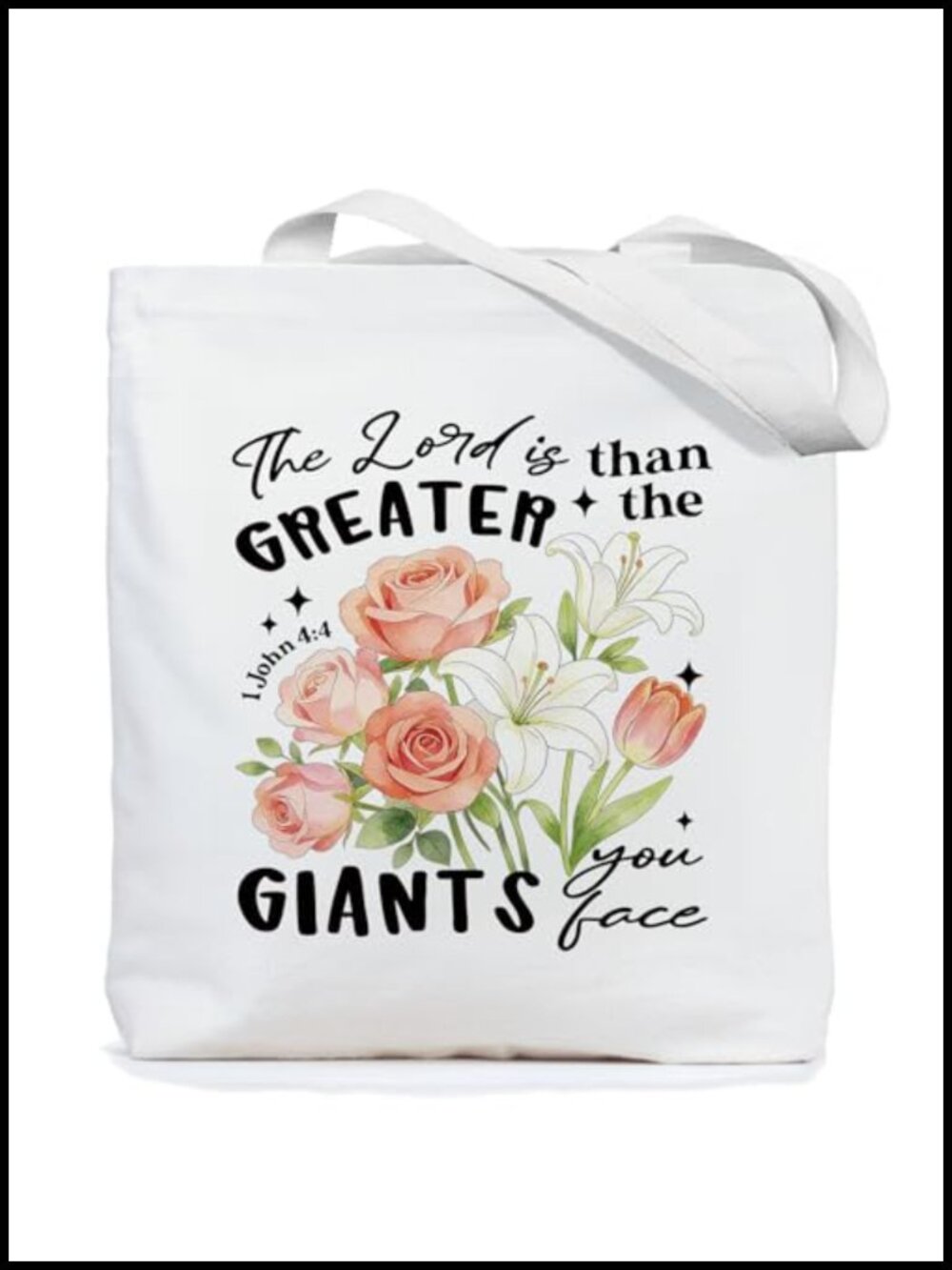 Reusable Grocery Tote Bag Bible Verse Canvas Shoulder Bag 14x16